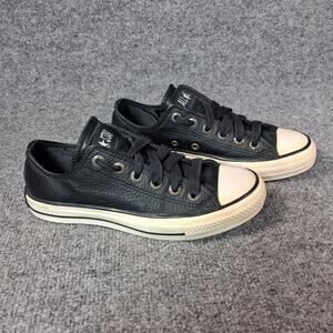 Converse Chuck Taylor Black Leather All Star Women Size 6.5 Low Top Sneakers